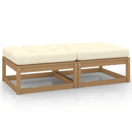 Taburetes de jardín con cojines 2 uds madera pino marrón miel de vidaXL, Sofás modulares de exterior - Ref: Foro24-805743, Pr...