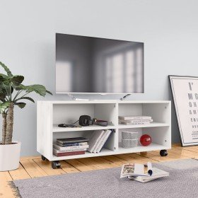 Mueble de TV con ruedas madera contrachapada blanco 90x35x35 cm en Muebles TV | Comprar online en Foru.es