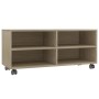 Mueble de TV ruedas madera contrachapada color roble 90x35x35cm en Muebles TV | Comprar online en Foru.es