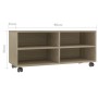 Mueble de TV ruedas madera contrachapada color roble 90x35x35cm en Muebles TV | Comprar online en Foru.es