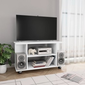 Mueble de TV con ruedas madera de ingeniería blanco 80x40x45 cm en Muebles TV | Comprar online en Foru.es