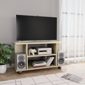 Mueble de TV ruedas madera ingeniería roble Sonoma 80x40x45 cm en Muebles TV | Comprar online en Foru.es