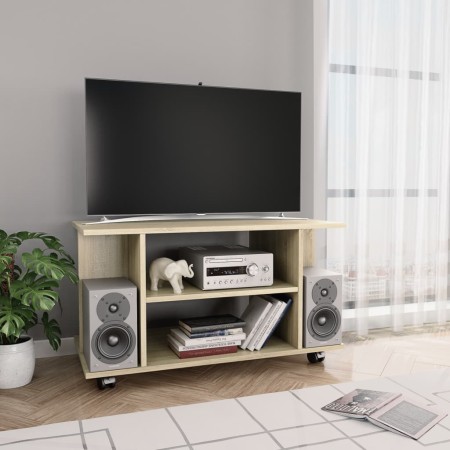 Mueble de TV ruedas madera ingeniería roble Sonoma 80x40x45 cm en Muebles TV | Comprar online en Foru.es