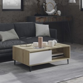 Mesa de centro madera contrachapada blanco y roble 90x60x35 cm de vidaXL, Mesas de centro - Ref: Foro24-806009, Precio: 65,78...