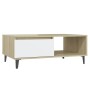Mesa de centro madera contrachapada blanco y roble 90x60x35 cm de vidaXL, Mesas de centro - Ref: Foro24-806009, Precio: 65,78...