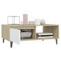 Mesa de centro madera contrachapada blanco y roble 90x60x35 cm de vidaXL, Mesas de centro - Ref: Foro24-806009, Precio: 65,78...