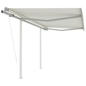 Toldo retráctil automático con postes crema 3x2,5 m en Toldos | Comprar online en Foru.es