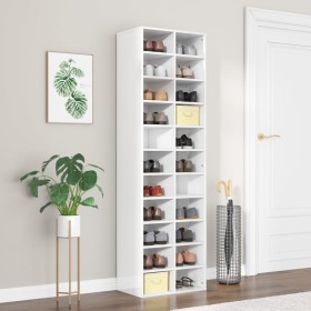 Mueble zapatero de aglomerado blanco brillante 54x34x183 cm en Zapateros y organizadores de calzado | Comprar online en Foru.es