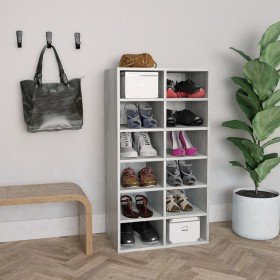 Zapatero de madera contrachapada gris hormigón 54x34x100,5 cm en Zapateros y organizadores de calzado | Comprar online en Foru.e