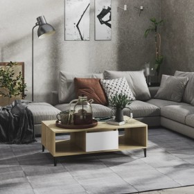 Mesa de centro madera contrachapada blanco roble 103,5x60x35cm de vidaXL, Mesas de centro - Ref: Foro24-806027, Precio: 49,21...