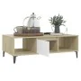 Mesa de centro madera contrachapada blanco roble 103,5x60x35cm de vidaXL, Mesas de centro - Ref: Foro24-806027, Precio: 49,21...