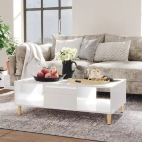 Mesa de centro madera contrachapada blanco brillo 103,5x60x35cm de vidaXL, Mesas de centro - Ref: Foro24-806019, Precio: 76,5...