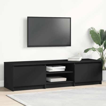 Mueble de TV madera contrachapada negro 140x40x35,5 cm en Muebles TV | Comprar online en Foru.es