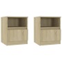Mesitas de noche 2 uds contrachapada roble Sonoma 40x40x50 cm de vidaXL, Mesitas de noche - Ref: Foro24-806164, Precio: 63,00...