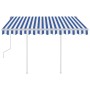 Toldo manual retráctil con postes azul y blanco 3,5x2,5 m en Toldos | Comprar online en Foru.es