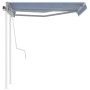 Toldo manual retráctil con postes azul y blanco 3,5x2,5 m en Toldos | Comprar online en Foru.es