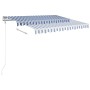Toldo manual retráctil con postes azul y blanco 3,5x2,5 m en Toldos | Comprar online en Foru.es