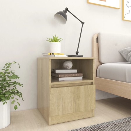 Mesita de noche madera contrachapada roble Sonoma 40x40x50 cm de vidaXL, Mesitas de noche - Ref: Foro24-806163, Precio: 49,03...