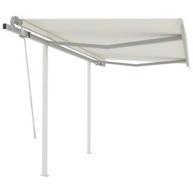 Toldo retráctil manual con postes crema 3,5x2,5 m en Toldos | Comprar online en Foru.es