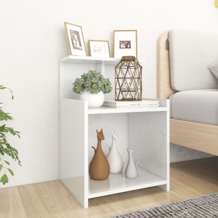 Mesita de noche madera contrachapada blanco brillo 40x35x60 cm de vidaXL, Mesitas de noche - Ref: Foro24-806187, Precio: 36,2...