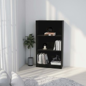 Estantería de 3 niveles madera contrachapada negra 60x24x109cm en Librerías y estanterías | Comprar online en Foru.es