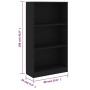 Estantería de 3 niveles madera contrachapada negra 60x24x109cm en Librerías y estanterías | Comprar online en Foru.es