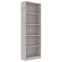 Estantería de 5 niveles contrachapada gris hormigón 60x24x175cm en Librerías y estanterías | Comprar online en Foru.es