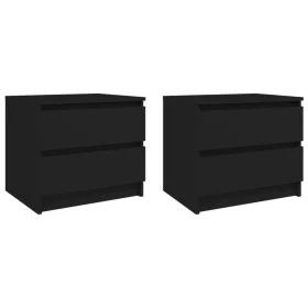 Mesitas de noche 2 uds madera contrachapada negro 50x39x43,5 cm de vidaXL, Mesitas de noche - Ref: Foro24-806196, Precio: 74,...