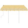 Toldo manual retráctil con postes amarillo y blanco 3,5x2,5 m en Toldos | Comprar online en Foru.es