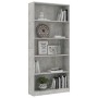 Estantería de 5 niveles contrachapada gris hormigón 80x24x175cm en Librerías y estanterías | Comprar online en Foru.es