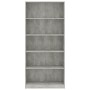 Estantería de 5 niveles contrachapada gris hormigón 80x24x175cm en Librerías y estanterías | Comprar online en Foru.es