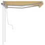 Toldo manual retráctil con postes amarillo y blanco 3,5x2,5 m en Toldos | Comprar online en Foru.es