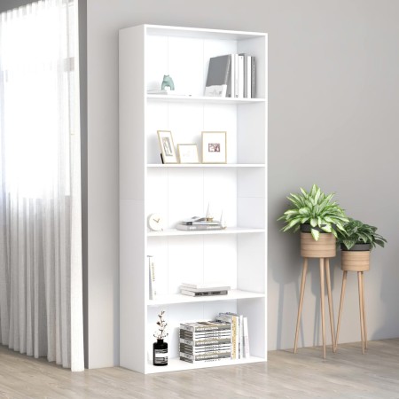 Estantería de 5 niveles madera contrachapada blanca 80x30x189cm en Librerías y estanterías | Comprar online en Foru.es