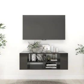 Mueble pared TV madera contrachapada negro brillo 102x35x35 cm de vidaXL, Muebles TV - Ref: Foro24-806245, Precio: 45,98 €, D...