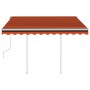 Toldo retráctil manual con postes naranja y marrón 3,5x2,5 m en Toldos | Comprar online en Foru.es