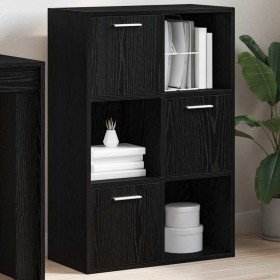 Armario almacenamiento madera contrachapada negra 60x29,5x90 cm en Librerías y estanterías | Comprar online en Foru.es