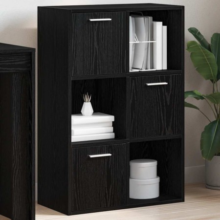 Armario almacenamiento madera contrachapada negra 60x29,5x90 cm en Librerías y estanterías | Comprar online en Foru.es