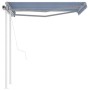 Toldo retráctil automático con postes azul y blanco 3,5x2,5 m en Toldos | Comprar online en Foru.es