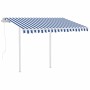 Toldo retráctil automático con postes azul y blanco 3,5x2,5 m en Toldos | Comprar online en Foru.es