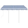 Toldo retráctil automático con postes azul y blanco 3,5x2,5 m en Toldos | Comprar online en Foru.es
