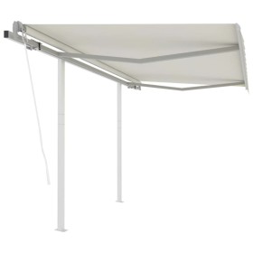 Toldo retráctil automático con postes crema 3,5x2,5 m en Toldos | Comprar online en Foru.es