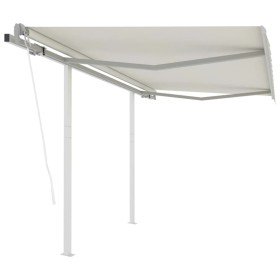Toldo retráctil automático con postes crema 3,5x2,5 m en Toldos | Comprar online en Foru.es