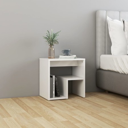 Mesita de noche madera contrachapada blanco brillo 40x30x40 cm de vidaXL, Mesitas de noche - Ref: Foro24-806340, Precio: 31,6...