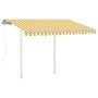 Toldo retráctil automático con postes amarillo blanco 3,5x2,5 m en Toldos | Comprar online en Foru.es