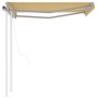 Toldo retráctil automático con postes amarillo blanco 3,5x2,5 m en Toldos | Comprar online en Foru.es