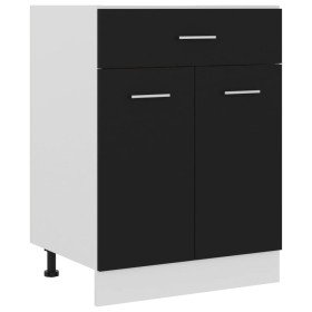 Cajón inferior "Lyon" negro, 60 x 46 x 81,5 cm, madera de ingeniería en Armarios de cocina | Comprar online en Foru.es