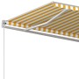 Toldo retráctil automático con postes amarillo blanco 3,5x2,5 m en Toldos | Comprar online en Foru.es