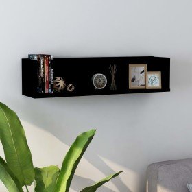 Estante de pared para CD madera contrachapada negro 75x18x18cm en Estanterías | Comprar online en Foru.es