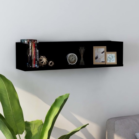 Estante de pared para CD madera contrachapada negro 75x18x18cm en Estanterías | Comprar online en Foru.es