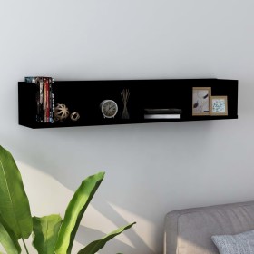 Estante de pared para CD contrachapada negro 100x18x18 cm en Estanterías | Comprar online en Foru.es